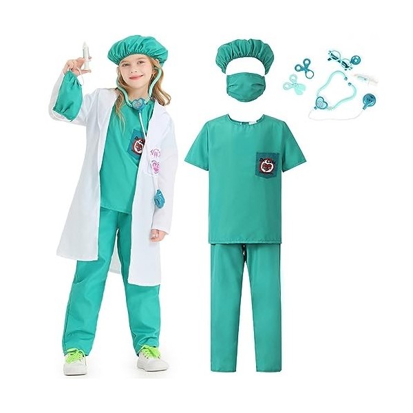 IBTOM CASTLE Deguisement Enfant Filles Garçons Docteur Costume Halloween Vétérinaire Cosplay Jeu de Rôle Prétendez Vous Habil