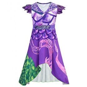 AILOS Halloween Dress Descendants, Dragon Mal Dress Costume Musical Populaire Mode Halloween Robe pour Filles Fantaisie Vêtem