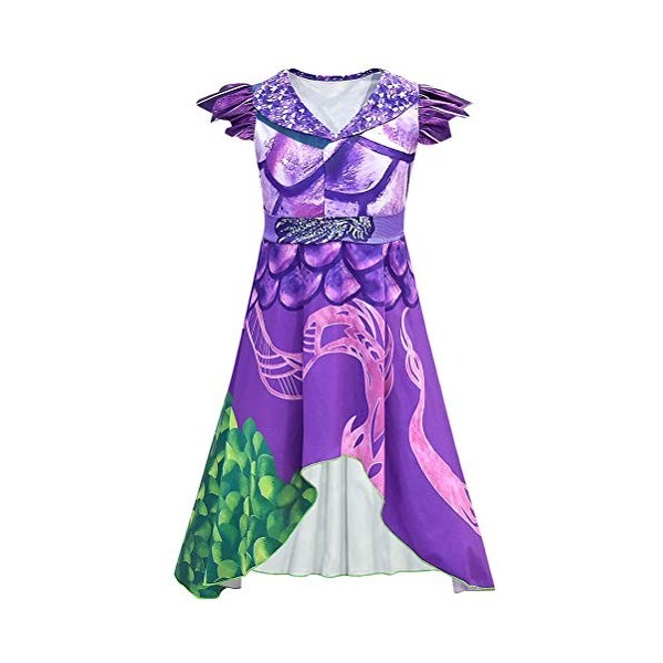 AILOS Halloween Dress Descendants, Dragon Mal Dress Costume Musical Populaire Mode Halloween Robe pour Filles Fantaisie Vêtem
