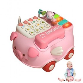 4 Pcs téléphone Musical pour Tout-Petits | Kid Play Téléphone Bébé Cochon Téléphone Jouet,Dessin animé simulé téléphone Fixe 