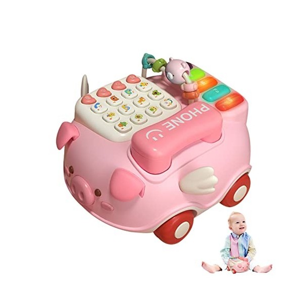 4 Pcs téléphone Musical pour Tout-Petits | Kid Play Téléphone Bébé Cochon Téléphone Jouet,Dessin animé simulé téléphone Fixe 