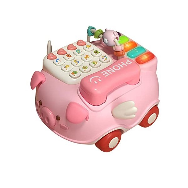 4 Pcs téléphone Musical pour Tout-Petits | Kid Play Téléphone Bébé Cochon Téléphone Jouet,Dessin animé simulé téléphone Fixe 