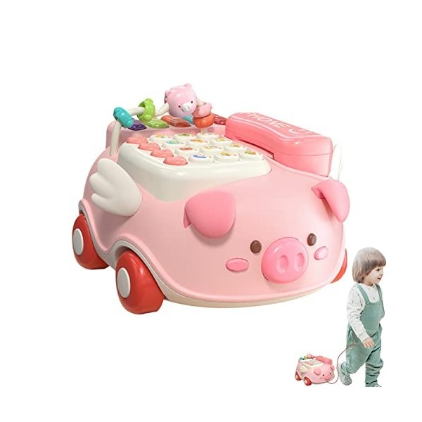 4 Pcs téléphone Musical pour Tout-Petits | Kid Play Téléphone Bébé Cochon Téléphone Jouet,Dessin animé simulé téléphone Fixe 