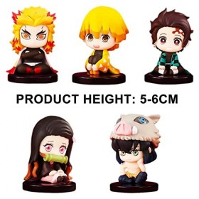 Hilloly Demon Slayer Gâteau Topper 5 pièces Tueur de Démon DAnime Jouet Modèle Figurines daction de Démon Q Version Jouet M