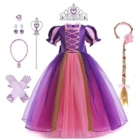 IMEKIS Enfant Filles Princesse Anna Robe Reine Des Neiges Costume C