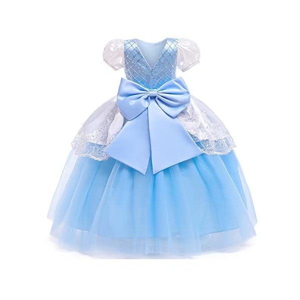 IMEKIS Filles Cendrillon Aurore Costume Princesse Fantaisie Halloween Carnaval Cosplay Habiller Robe en Tulle à Volants Fleur