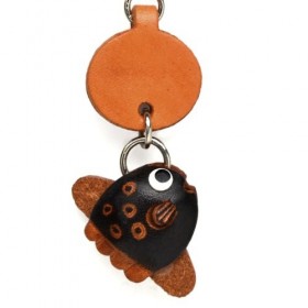 This leather key chain fish Sunfish Dokodemo handmade [made in Japan, new, craftsman] [VANCA] japan import 