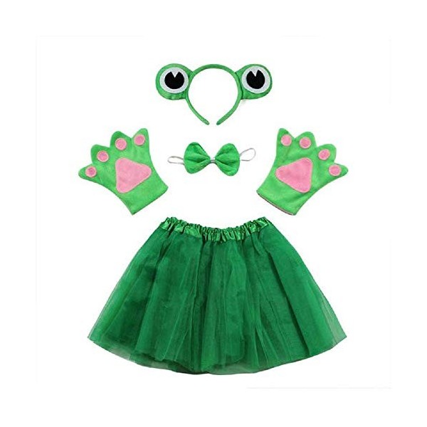 Lot grenouille costume - grenouille - pour fille - fille - tutu - bandeau - gants - noeud papillon - déguisement accessoires 