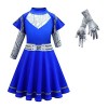 Zombies Costume dalien 3 Addison pour enfants, filles, Halloween, cosplay, robe dalien à manches longues bleue avec gants, 