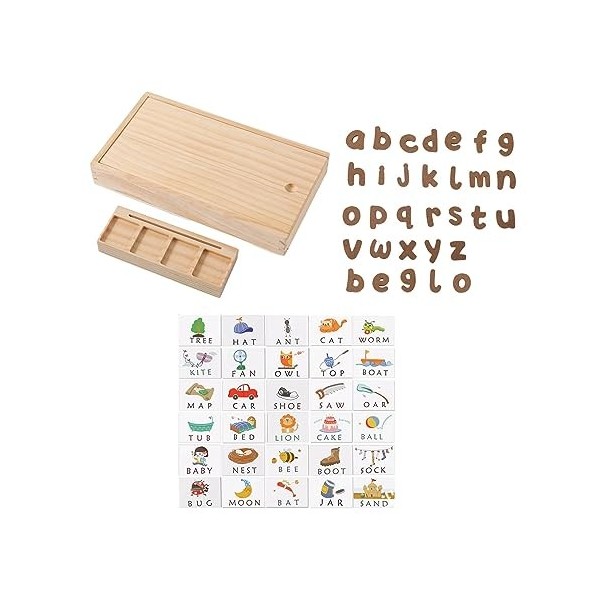 perfk Jeu dorthographe de Blocs en Bois, Jouets de Voyage Portables, Jeu dorthographe de Mots de lalphabet pour Les Tout-P