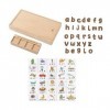 perfk Jeu dorthographe de Blocs en Bois, Jouets de Voyage Portables, Jeu dorthographe de Mots de lalphabet pour Les Tout-P