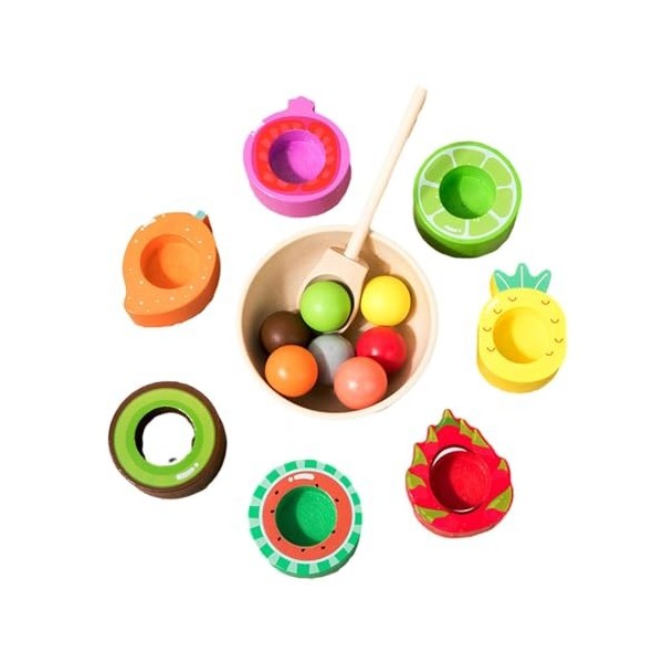 Colcolo Jouets Montessori, boules en bois dans des tasses, jeu de société de Classification des couleurs, jouets de motricité