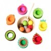 Colcolo Jouets Montessori, boules en bois dans des tasses, jeu de société de Classification des couleurs, jouets de motricité