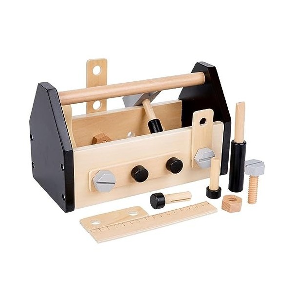 Boîte À Outils Charpentier pour Tout-Petits Doutils Réparation Doutils en Bois Réaliste Jeu Simulation pour Enfants Jouet M