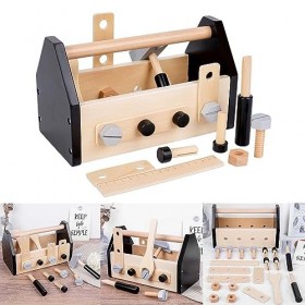 Boîte À Outils Charpentier pour Tout-Petits Doutils Réparation Doutils en Bois Réaliste Jeu Simulation pour Enfants Jouet M