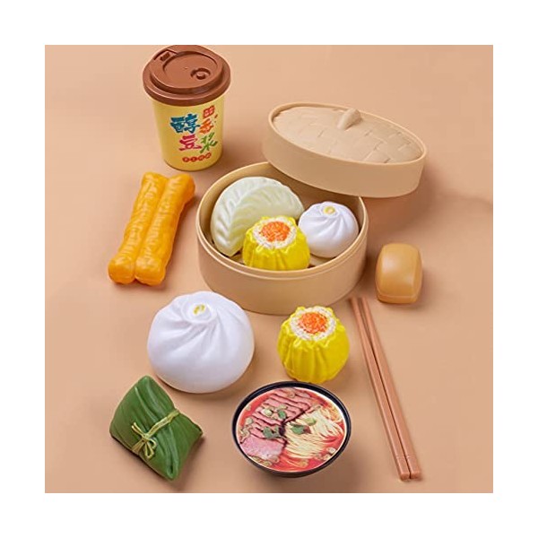 TOYANDONA Lot de 58 jouets chinois de petit déjeuner pour enfants, jouets de cuisine, jeux de rôle, meubles de maison de poup
