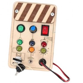 Milageto Jouet de planche occupé avec interrupteur de lumières, jouet de voyage avec bouton, compétence motrice de base, jeu 