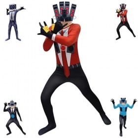 DONY Skibidi Costume Toilet pour Enfant,Costume Déguisements pour Monstre Combinaison DHalloween Cosplay VêTements de FêTe D