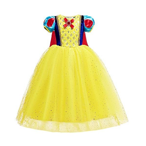 BanKids Robes de princesse pour filles, costume de Blanche-Neige, pour fête danniversaire, Halloween, déguisement de 3 à 10 