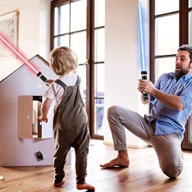 Hiraith Sabre Laser Enfant Lumineux, 2 sur 1 Jouet Enfants Sabre Laser Star Wars avec Sonore épée Lumineuse Flexible Cadeau p
