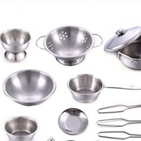 Dilwe Pots and Pans Kitchen Toy, 16 Pièces en Acier Inoxydable Pretend Play Cooking Toys Set pour Enfants