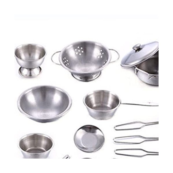 Dilwe Pots and Pans Kitchen Toy, 16 Pièces en Acier Inoxydable Pretend Play Cooking Toys Set pour Enfants