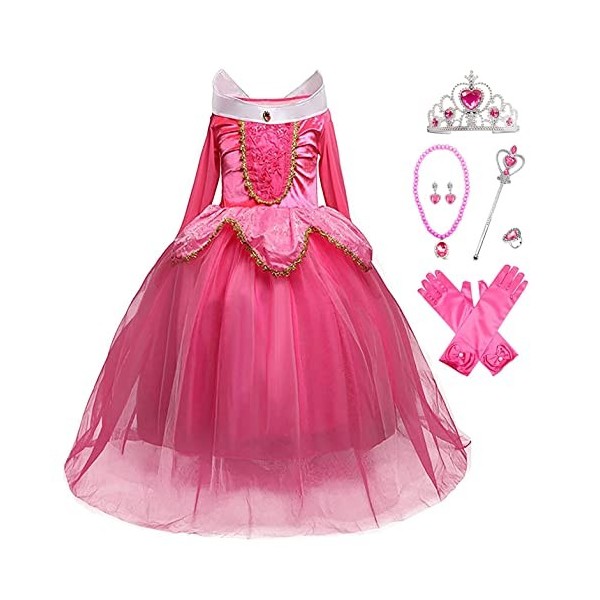 YOSICIL Enfant Déguisements pour Filles de Princesse Robe Tulle Maxi Paillettes Broderie Fête Anniversaire Noël Halloween Sir