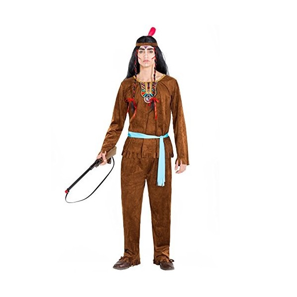 TecTake dressforfun Déguisement pour Homme Indien Apache | Magnifique Costume & Bandeau élastique à Plume et Belle Ceinture à
