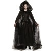 YAXRO Costume De Mariée Fantôme pour Femme Adulte Déguisement dhalloween - Robe De Sorcière Noire Robe De Vampire Cape De So