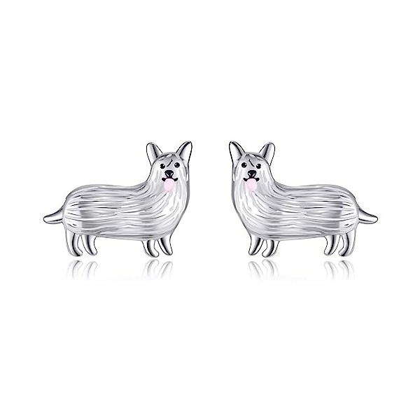 ONEFINITY Corgi Boucles doreilles en argent sterling 925 pour fille, Argent sterling