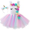 yeesn Filles Princesse Licorne Fleur Arc en Ciel Tutu Robe Enfants Ballet Tulle Anniversaire Robes de fête pour Les Enfants -