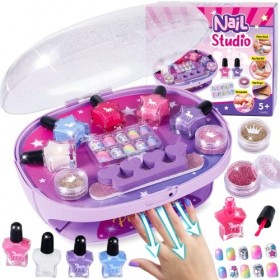 Vamei Kit Manucure Enfant Cadeau Fille 5 6 7 8 9 10 11 12 Ans avec Pelable Vernis à Ongles Sèche-Ongles Autocollants pour Ong