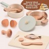 Atoylink Accessoires de Cuisine en Bois pour Enfants 21PCS Ustensiles de Cuisine Casseroles et Poêles Cuisine Jouet Dinette J