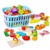 Jeu en bois Pretend Food Playset Couper Fruits Légumes Nourriture Jouet Nourriture Enfants Cuisine Accessoires Jouet Nourritu