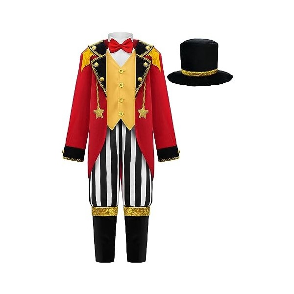 ReliBeauty Déguisement Monsieur Loyal Enfant Costume Cirque Ringmaster Garçon et Fille,110