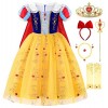 JerrisApparel Robe Princesse Blanche Neige Enfant Halloween Carnaval Fête 130, Jaune 