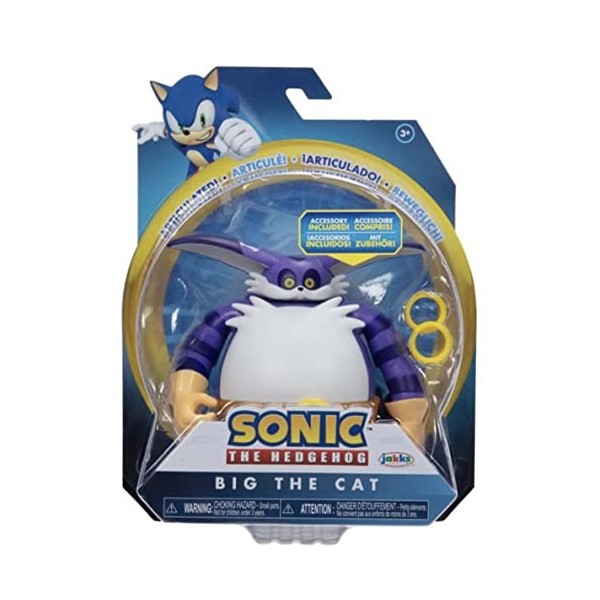 Jakks Pacific Sonic The Hedgehog Figurine de chat avec anneaux 10,2 cm