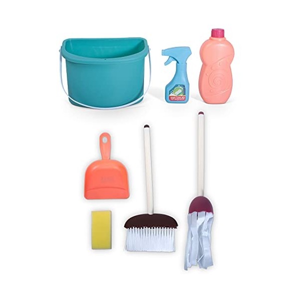 JoyKip Ensemble de nettoyage pour enfants – Jeu de rôle avec balai, pelle à poussière, seau et détergent pour enfants garçons