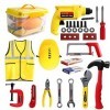 deAO 33 Accessoires d’Outils réalistes avec Une boîte à Outils, Un Casque, Une Veste de sécurité et d’Autres Accessoires Incl