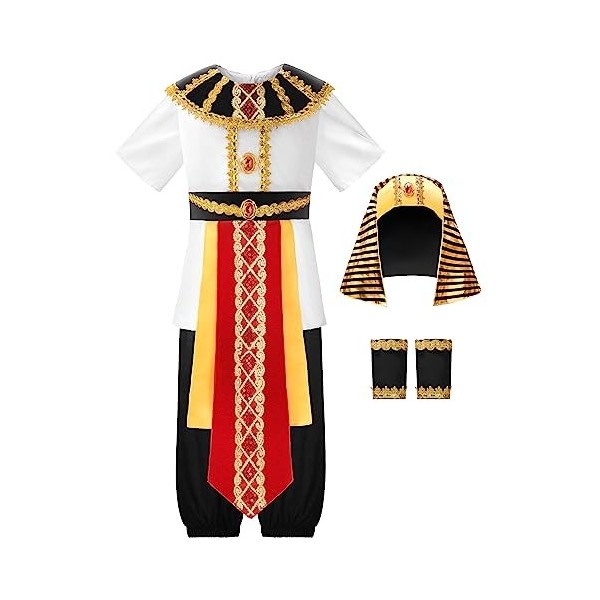 ReliBeauty Déguisement Egyptien Enfant Costume Pharaon Garçon et Fille pour Halloween Carnaval,100