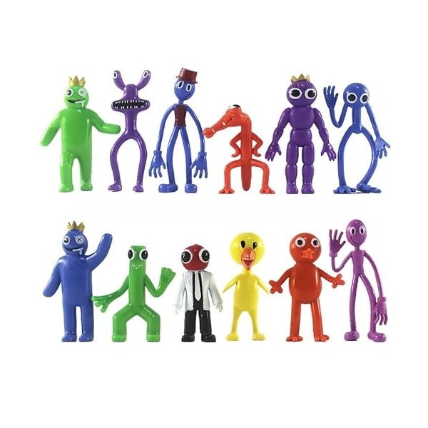 Jiumaocleu Lot de 12 figurines Rainbow Friends – Personnages de dessin animé populaires Rainbow Friends Toys Figure modèle 6,