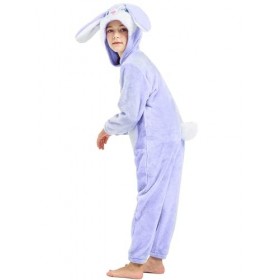 KIDSEPT Déguisement de Lapin pour Enfants, Combinaison danimal Violet pour Garçons et Filles, Vêtement Costume à Capuchon Fl