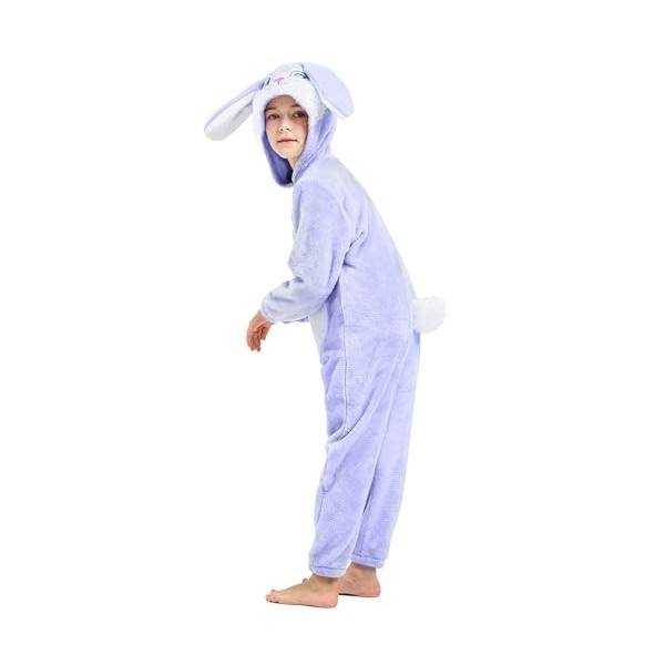 KIDSEPT Déguisement de Lapin pour Enfants, Combinaison danimal Violet pour Garçons et Filles, Vêtement Costume à Capuchon Fl