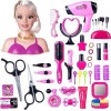 Têtes à Coiffer et Maquiller Enfant, 39 Pièces Tête à Coiffer et Maquiller Jeu de Jouets, Accessoires Cheveux & Maquillage, S