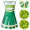 Spooktacular Creations Costume de pom-pom girl des pour filles, mignonne tenue de cheerleading, uniforme de joie verte et bla