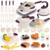 61 Pièces Jouet de Cuisine pour Enfants, Mini Ensemble Jeu Cuisine pour Enfants avec Casseroles et Poêles Ustensile de Cuisin