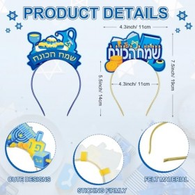 Cindeer 24 Pièces Accessoires Bandeau de Hanoukka Bopper Serre-Tête en Feutre Célébrant Hanoukka Couvre-Chef en Feutre Menora