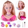 Bankeep Tête à Coiffer Jouet Enfant, 35 Pièces Tête à Coiffer et Maquiller Enfant Pretend Playset Style tête poupée Coiffure 