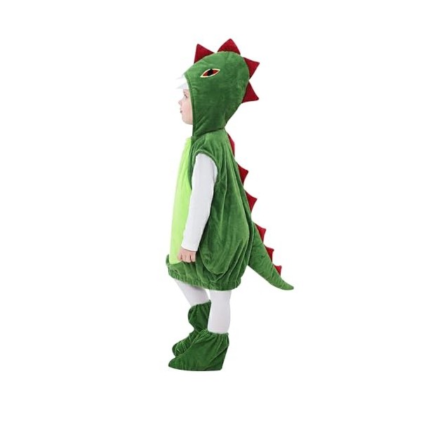 Xumplo Costume dHalloween pour enfant garçon fille dinosaure costume petit enfant animal cosplay vert avec capuche T Rex Pul