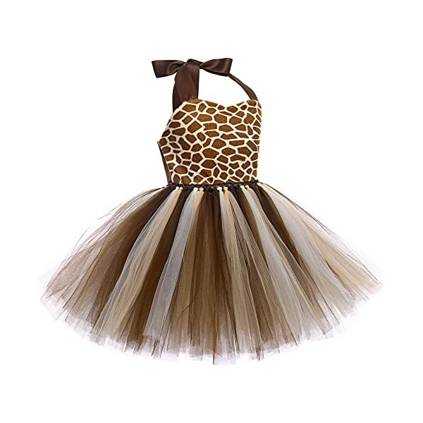 IWEMEK Enfants Bébé Fille Vache Laitière Tigre Léopard Animal Costume Carnaval Halloween Sans Manches Tutu Robe de Princesse 